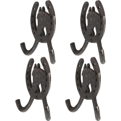 Lot de 4 crochets muraux décoratifs en fer forgé en forme de
