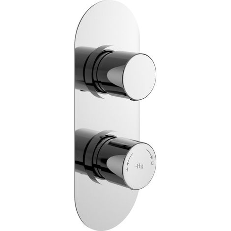 Hudson Reed Chrome Round Twin Concealed Thermostatic Shower Valve with 1 Outlet - RNDTW01 (1/5)