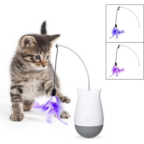 Jouets interactifs pour chat, jouet oscillant pour chat avec 2 modes, jouets en plumes pour chat avec batterie, jouets automatiques pour chaton d'intérieur (1/4)
