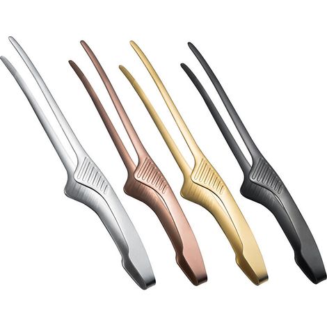 Pinces à barbecue en acier inoxydable, accessoires de cuisine, pour la cuisson des aliments en extérieur, pinces à steak antiadhésives, outils de cuisine, 1 pièce (24 cm - Or)-AquaForge