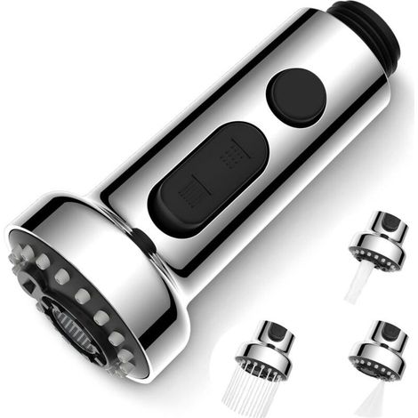 Accessoires pour robinet de cuisine, monobloc, accessoires de remplacement pour robinet d'évier, chromés (bouton gris) (1/5)