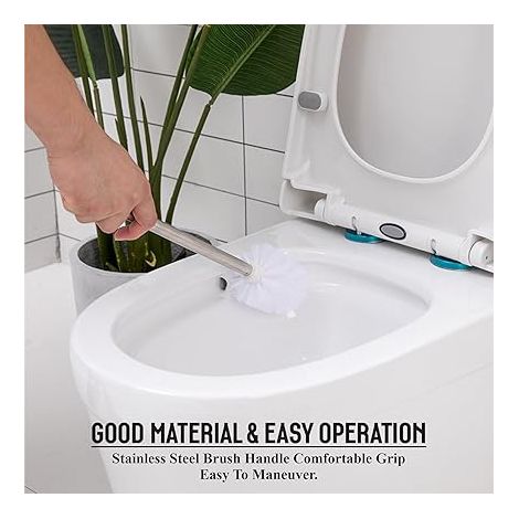 (1 pièce seulement) Brosse de toilette avec long manche en métal antidérapant et revêtement en plastique-AquaForge (1/5)