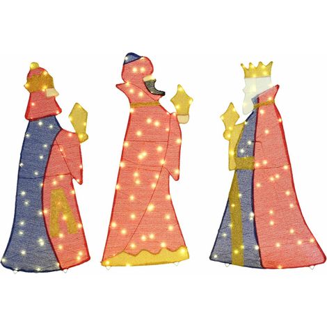 3 Wise Men Christmas Lighting 3 pcs Warm White 105 cm Fabric vidaXL