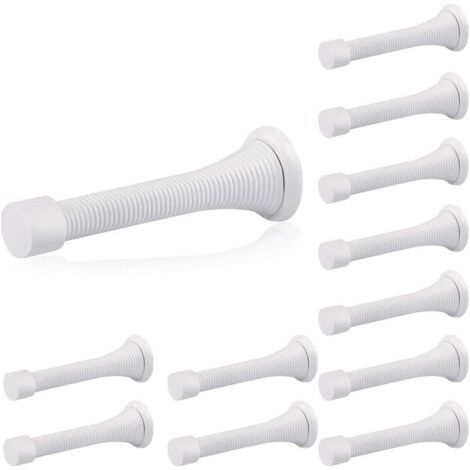 QORVA-12x Butées (Blanc) de Porte à Ressort 85mm en Acier Inoxydable Arrêt de Porte avec Embouts Caoutchouc (1/5)