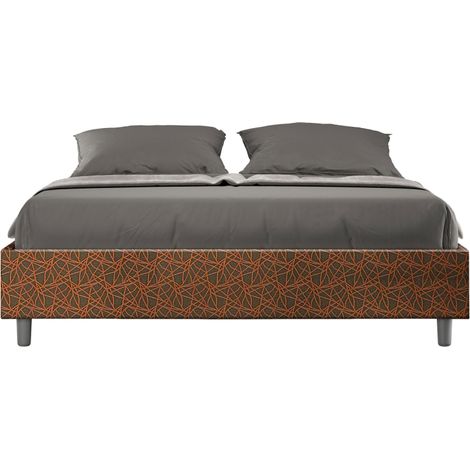 Letto matrimoniale senza rete imbottito 160x190 tessuto Era 4 arancio Azelia (1/4)