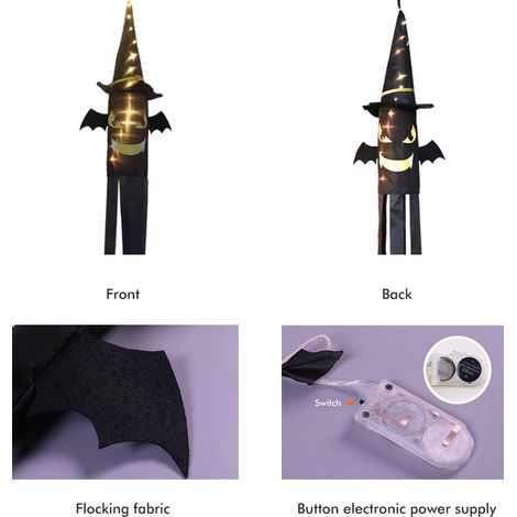 Gruseliges Geisterskelett für Halloween-Gartendekoration, 1 Stück, mit Fledermaus, warmweißem Licht, in einer Tüte (1/5)