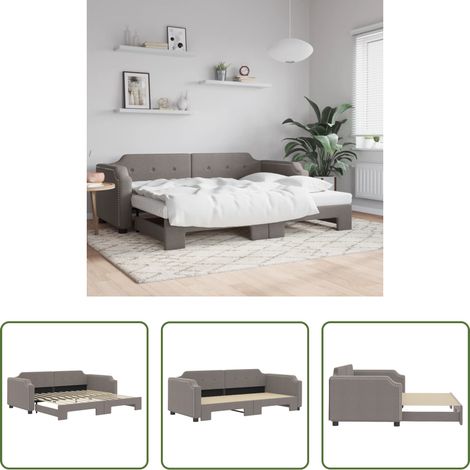 vidaXL Sofa-Bett - Tagesbett Ausziehbar Taupe 90x200 cm Stoff (1/5)
