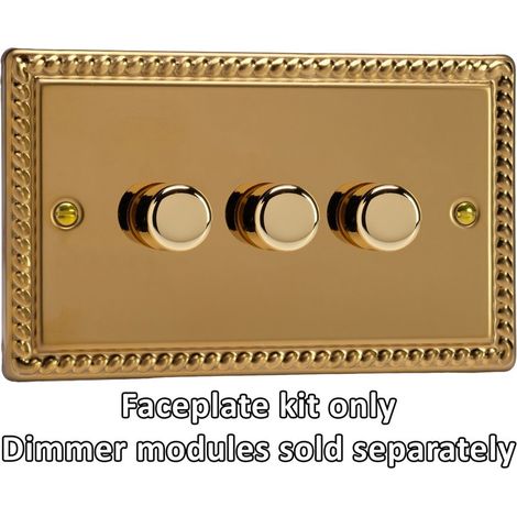 Varilight 3-Gang Matrix Kit for Rotary Dimmers (Twin Plate) Georgian Brass Finish