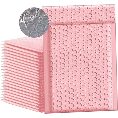 Padded Bubble Envelopes 50 x Waterproof Bubble Envelopes for Shipping and Storage (13 x 18 cm, Pink) (1/5)