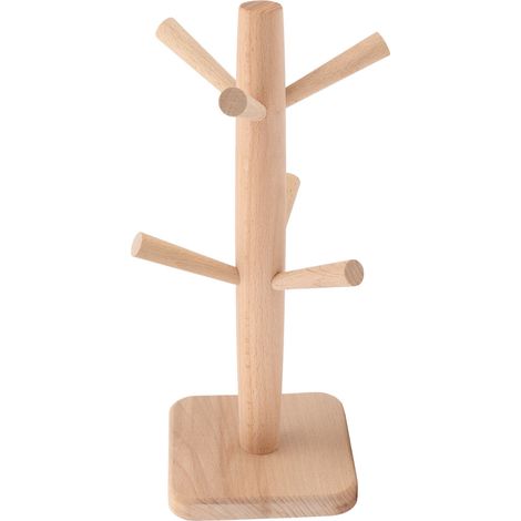 Porte-gobelets en hêtre design rainuré - Rangement de tasses en vrac pour cuisine et maison
