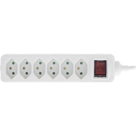 Inline Ciabatta elettrica svizzera, 6 prese, con interruttore, 1,5 m, colore: bianco (1/3)