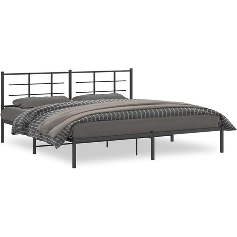 Maison Exclusive - Cadre de lit métal sans matelas avec tête de lit noir 193x203cm (1/5)