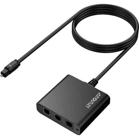 Répartiteur optique 1 en 3 sorties en aluminium 1 x 3 SPDIF Toslink avec câble optique de 1 m - Câble audio optique pour TV, DVD, barre de son (1/5)