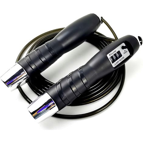 Corde à Sauter Réglable - Acier Tressé Gainé PVC - Paliers à Billes Haute Vitesse - Compteur Numérique - Pour Entraînement Cardio et Fitness - 1 Pièce (1/5)