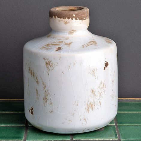 Vase bouteille blanc 14x11cm (1/2)