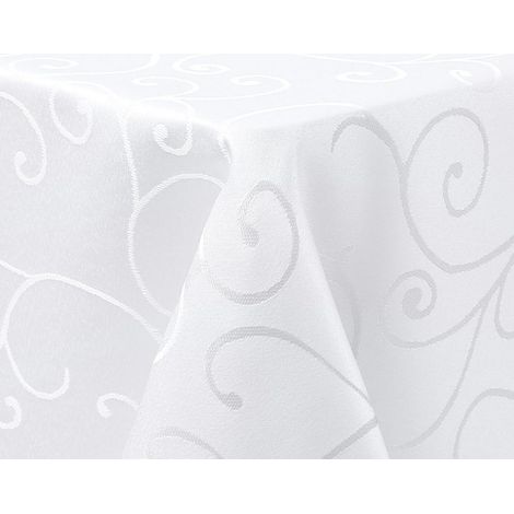 Nappe lavable Jacquard 140x240cm Blanc Rectangulaire