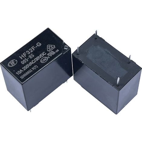 Hongfa HF32F-G/005-HS 5V DC relay, normally open, 10A, original part number JZC-32F-G/005-HS