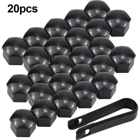Capuchons D'écrou de Roue, Boulon Ecrou Couvre 20 Cache-écrous Boulon de Roue écrou Capuchon Cache-vis Noir Cache éCrou Hexagonal avec Outil Demontage, Antipoussière, DéCoration de Voiture- (1/3)