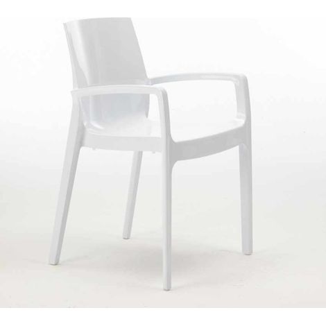 Sedie polipropilene impilabili con braccioli cucina bar Cream Grand Soleil - Bianco