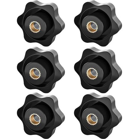 Bouton de Serrage M8, Ecrou Étoile, Bouton de Serrage à Filetage Moleté, Écrou De Serrage M8, Étoile Tête Écrous De Serrage Bouton,pour les Mécaniques, Mobilier, Équipements Électroniques, 6 Pack