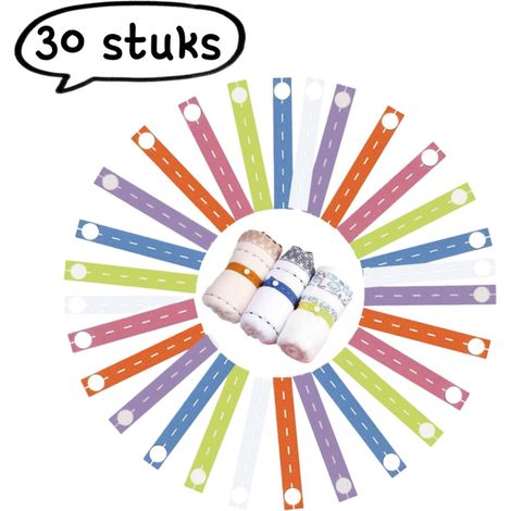 Ensemble de 30 sangles de rangement pliables pour organisation de placard et rangement accessoires de voyage pour chambre et résidence étudiante couleurs assorties (1/5)