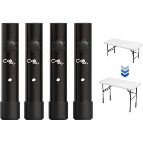 4 Pcs Rehausseurs de Pieds de Table Ajustable 20cm Noir Rallonges de Pieds de Table pour Table Pliante (1/4)