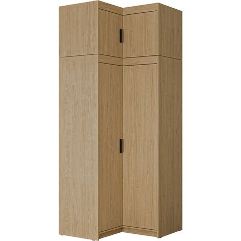 Armario de rincón Novduni 121, Roble, 246x98x98cm, Puertas de armario: Con bisagras, Número de estantes: 0