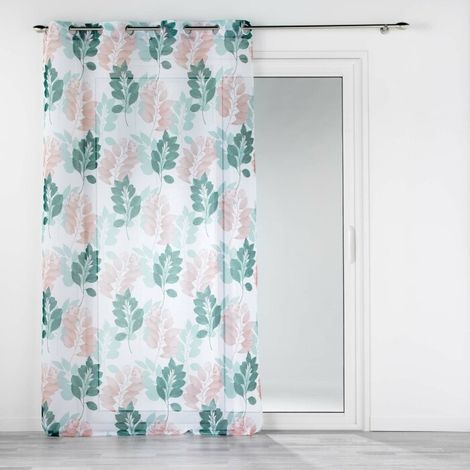 Panneau a oeillets 140 x 280 cm voile sable imprime belline Blanc/emeraude (1/3)