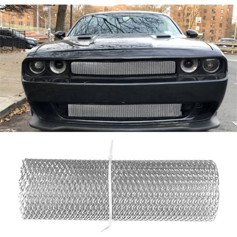 Modifications automobiles : calandre avant, grille de feux antibrouillard, grille en aluminium à larges mailles, argent (1/5)