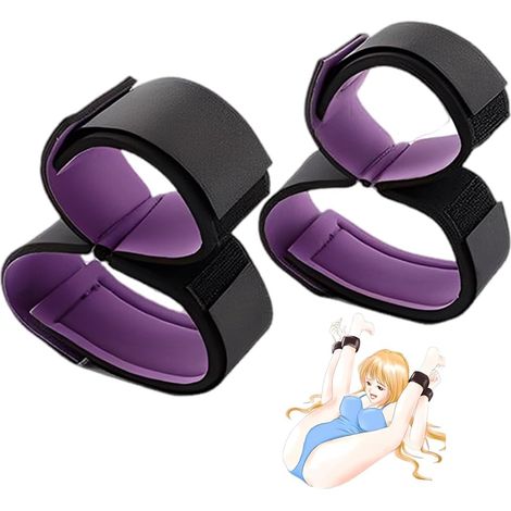 Sport-Stützbandagen – 2er-Set – Schwarzes und violettes Nylon – Verstellbar für Handgelenke und Oberschenkel – Fitness- und Krafttraining – Einheitsgröße (1/5)