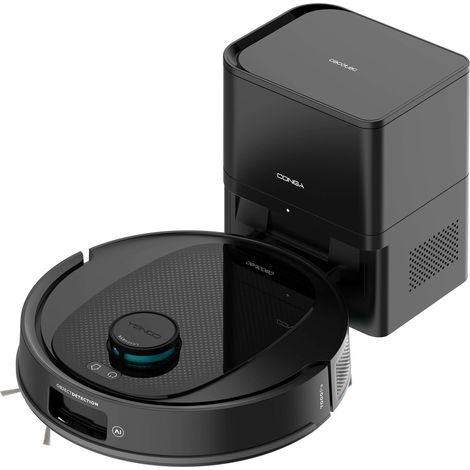 Robot Aspirateur et Laveur de Sols avec Base d'Auto-vidage et IA, Navigation Laser et Intelligence Artificielle, 13000Pa, Base de 2,5L, Autonomie jusqu'à 220m², App 3.0 (1/5)