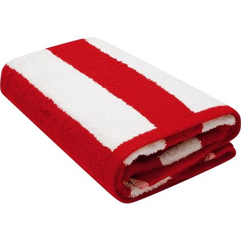 Serviette de plage rayée K Collection, lot de 2, taille unique, rouge. (1/3)