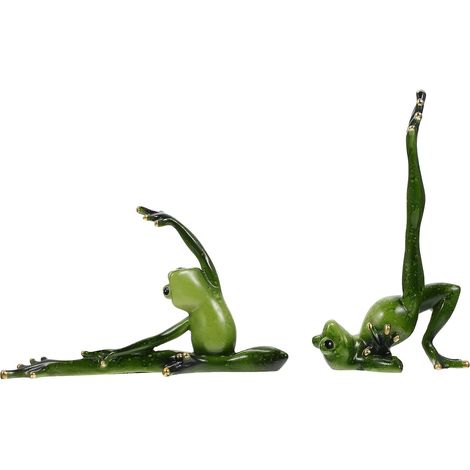 2 Stück Yoga Frosch Figuren aus Harz Dekorative Heim und