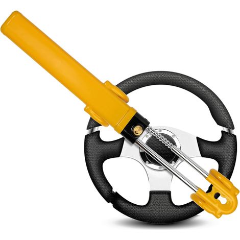 Canne Antivol Voiture Haute Visibilité - Barre Bloque Volant Voiture Volant Convient pour La Caravane De Fourgon De Voiture avec 2 Clés - Jaune Antivol Volant (1/5)