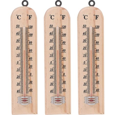 Lot de 3 thermomètres en bois multifonctionnels pour intérieur et extérieur, thermomètre de jardin (1/5)
