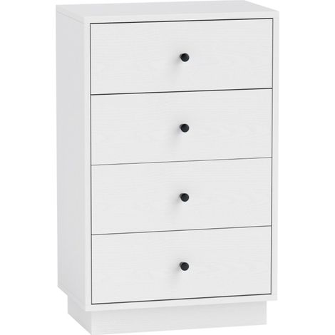 Commodes Buffet 4 Tiroirs - Panneaux de Particules - Rangement Moderne - Pour Salon/Chambre - 47 x 29 x 75 (cm) - Blanc (1/5)