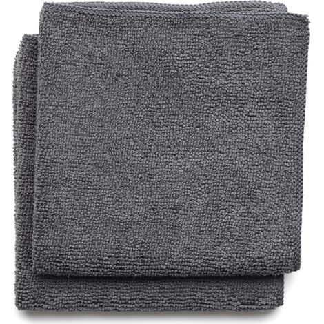 Chiffons en microfibre épais (Lot de 2) — Essuie-tout de cuisine (utilisation sèche ou humide) pour la graisse et la vaisselle (Gris)
