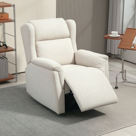 Relaxsessel, Verstellbarer Polstersessel mit Fußstütze, 160° neigbar, Leinenoptik, schneller Aufbau, Beige (1/5)