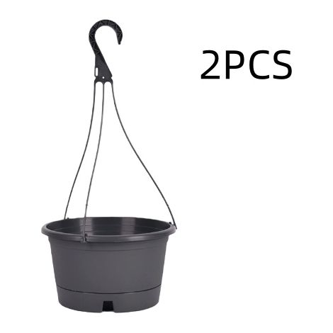 Lot de 2 jardinières suspendues, 25.4 cm de diamètre pour l'intérieur et l'extérieur, Pot de Fleurs Suspendu avec Trou de Drainage et  pour Le Jardin et la Maison (Noir)