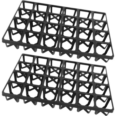 Plateau de Semis Noir 24 Alvéoles 7cm en Plastique, Lot de 2 Plants et Pots de Germination, Usage Serrage et Rempotage, Structure Résistante à L’usure, Gain de Place (1/5)