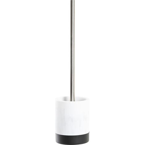 Brosse de salle de wc DKD Home Decor Noir Acier inoxydable Aluminium Blanc Résine Marbre (10 x 10 x 41 cm) (1/3)