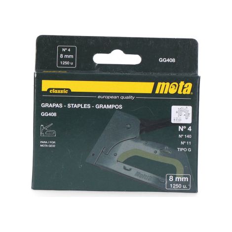 Grapas MOTA Nº 4 de 8mm 1000 Unid. Espesor 1,2mm GG408
