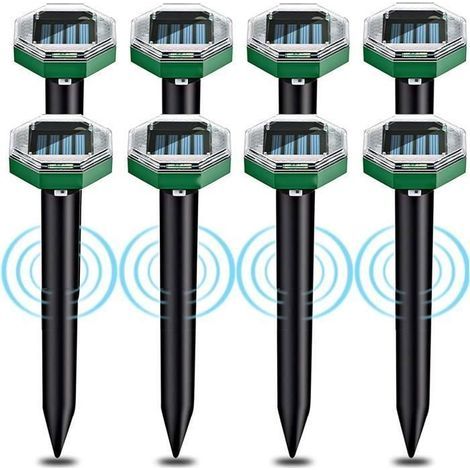 Anti Taupe Ultrason Solaire 8 pièces, Utilisable dans Les Jardins, Les Terrasses et Les Pelouses pour Repousser Les Taupes (1/4)