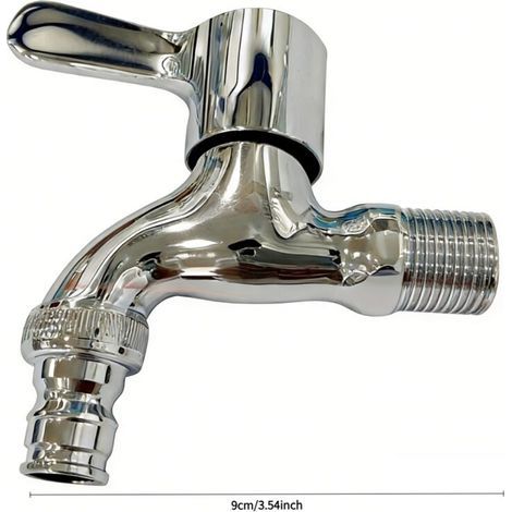 TAISHENGDA-Robinet de jardin en acier inoxydable 304, adaptateur pour robinets muraux d'extérieur, adapté aux jardins, balcons, balais à franges, éviers, etc. (Buse en cuivre T010 DN15) (1/5)