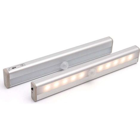 Lampe Detecteur De Mouvement Interieur, Lot De 2 Lampe 10 LED Sans Fil, Lampe Rechargeable USB Détecteurs De Mouvement Avec Magnétisme, Pour Armoires, Escaliers, Couloirs, Garages (1/4)