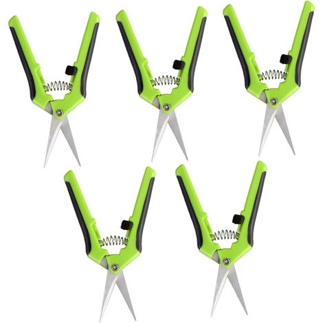 Lot de 5 Sécateurs de Jardinage en Acier Inoxydable Manche Plastique, Outils de Taille pour Élaguer Branches, Système en Main, pour Jardin (1/5)