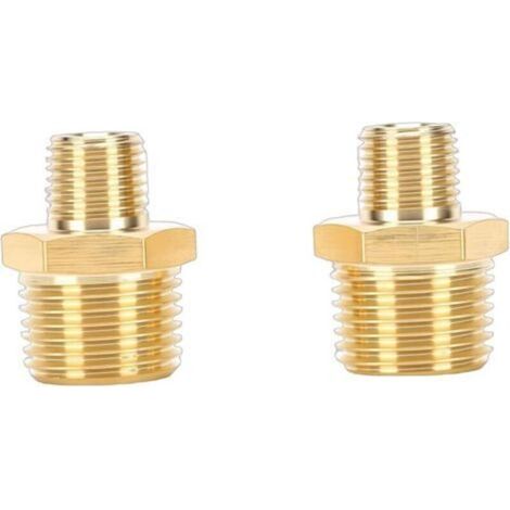 NPT-Stecker, Messing-Adapter, 1/2 bis 1/4 Zoll Außengewinde-Rohrverschraubung für Luft- und Wasseranwendungen (1/5)