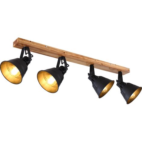 Globo Günther Barre de spots de plafond marron 4x E27