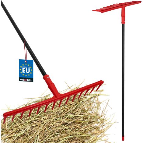 KOTARBAU® Rateau Jardin - Rateau À Feuille - Plastique - 54 cm - 14 Dents - avec Manche en Aluminium 150 cm - Extra-Click - Léger - Balai a Gazon - Ergonomique - Rouge & Noir (1/5)