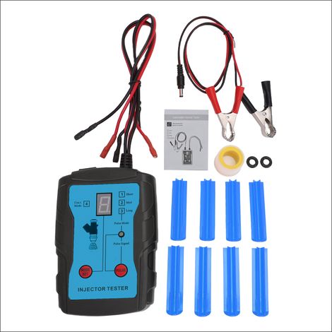 Kit di strumenti per la pulizia e il test degli iniettori di carburante per autoveicoli, funzione 2 in 1, 8 adattatori e modalità a impulsi, tester per iniettori a doppio canale a 4 fili fai-da-te con